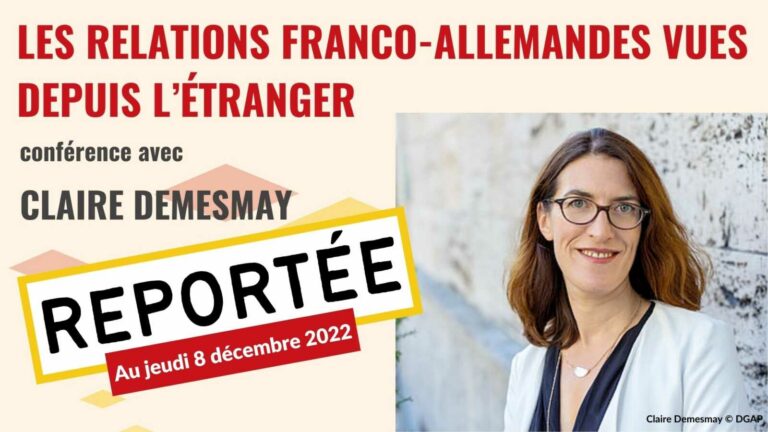 (Reportée) Jeudi 20 octobre 2022 à 18h30 : Conférence avec Claire Demesmay